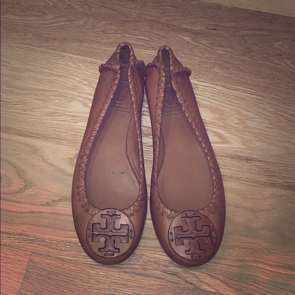 Tory Burch tan flats not stretched out